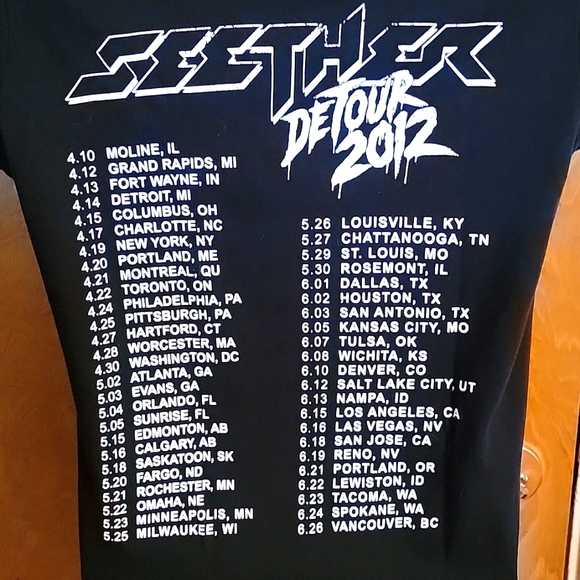 Seether Detour 2012 Concert Tour T-shirt Women Size Medium - Picture 5 of 5